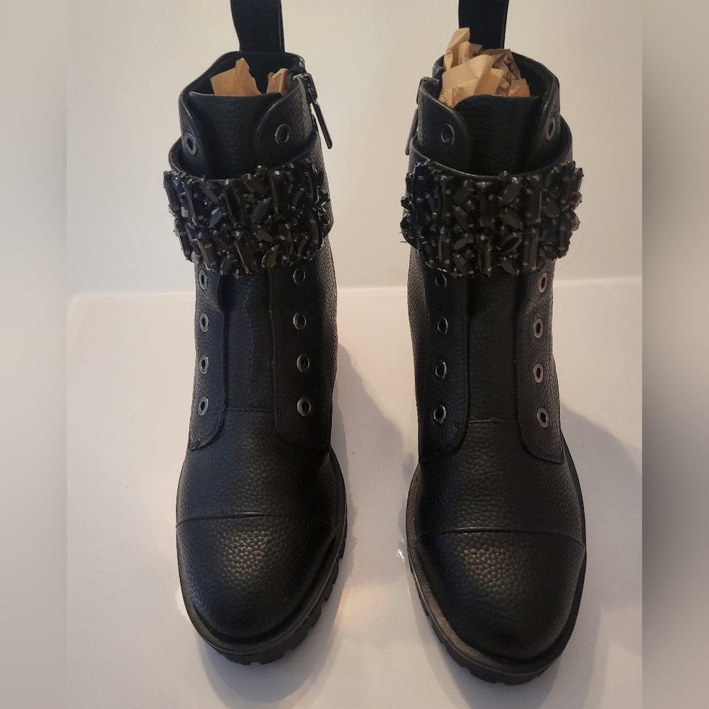 NWT Karl Lagerfeld Pippa Lug Sole Black Booties Ankle Boots Size 7 - Picture 7 of 14